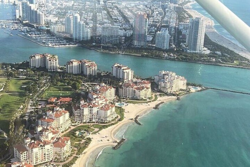 Miami Beach & Key Biscayne Private Airplane Tour with Free Drinks