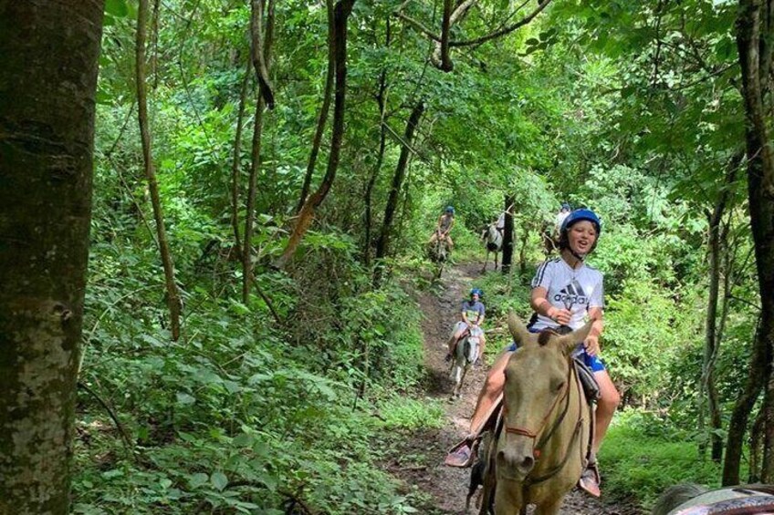 Amazing Horseback Riding in the tropical forest 