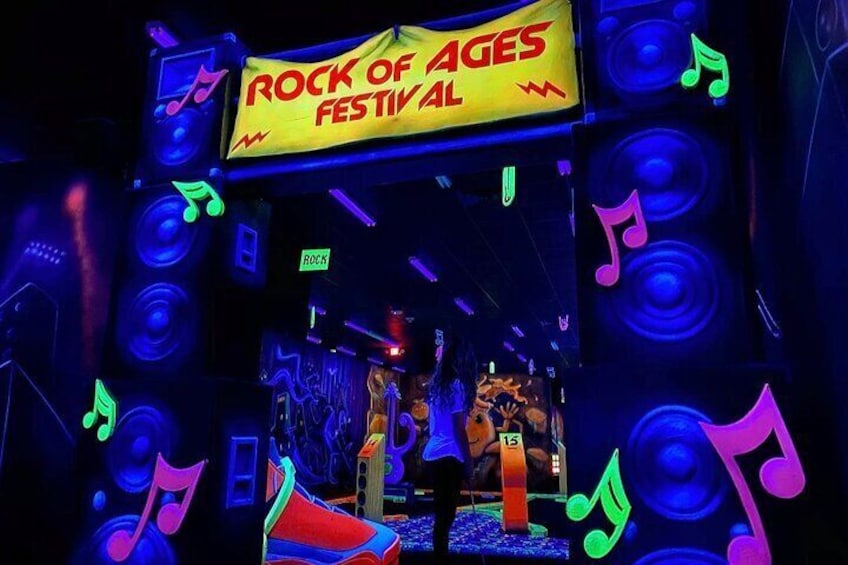 Ticket for the Mall of America Rock of Ages Blacklight Mini Golf