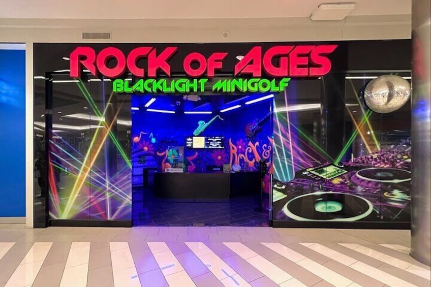 Ticket for the Mall of America Rock of Ages Blacklight Mini Golf