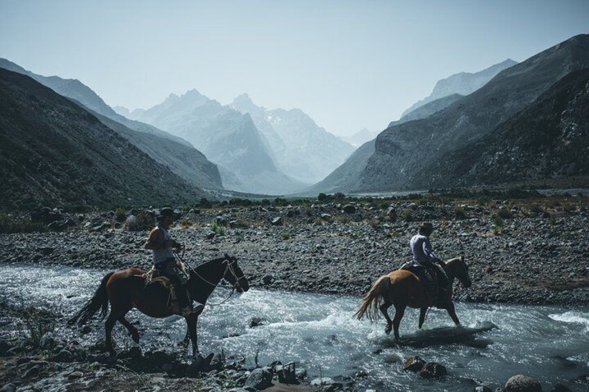 From Santiago to the Andes: 4x4, horseback riding, waterfall visit and barbecue