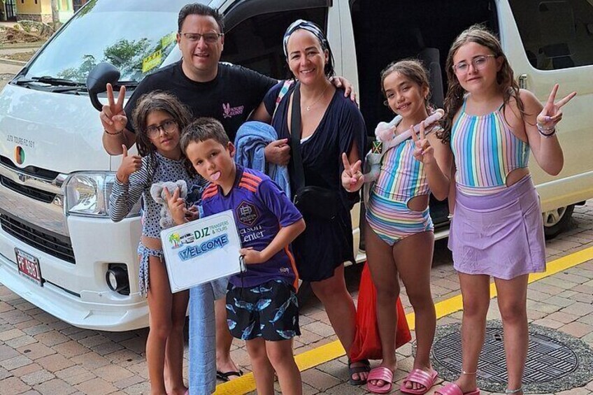 Montego Bay highlight beach and shopping from Falmouth make another happy family.