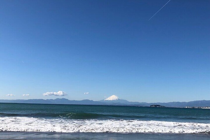 Morito beach with Mt. Fuji and Enoshima in the background