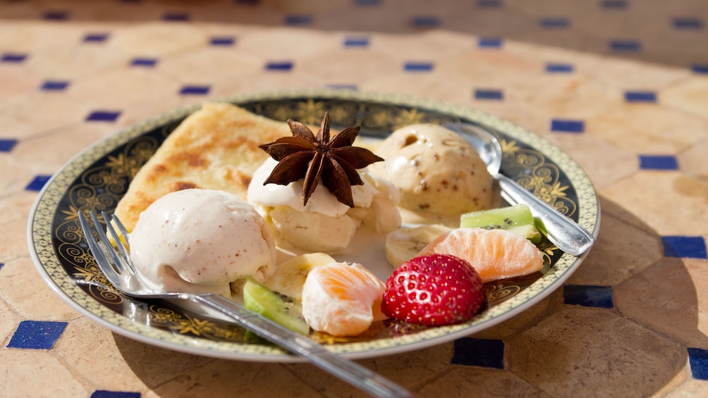 Cuisine on plate in Marrakech