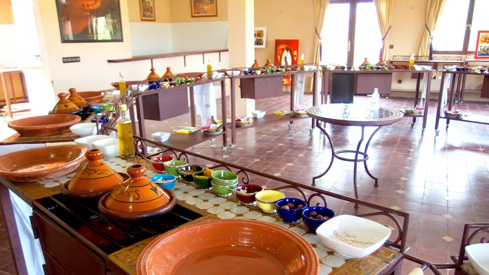 Cooking stations set up in Marrakech