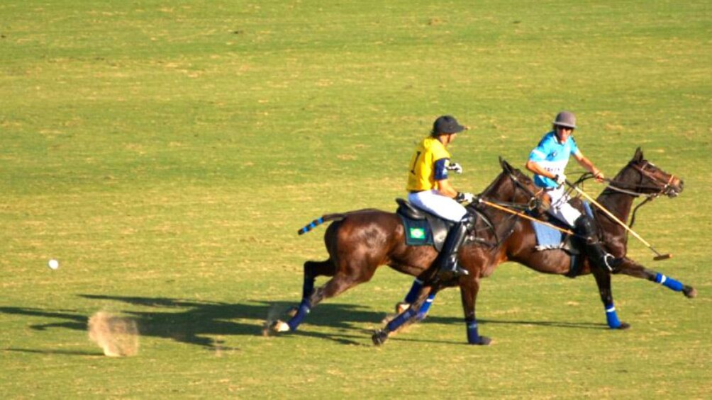 Two people playing Polo