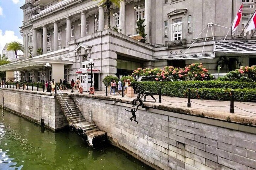 First Generation Sculpture in front of the Fullerton Hotel