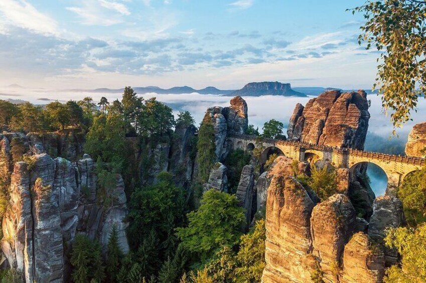 Bastei Bridge and Neurathen castle in Germany