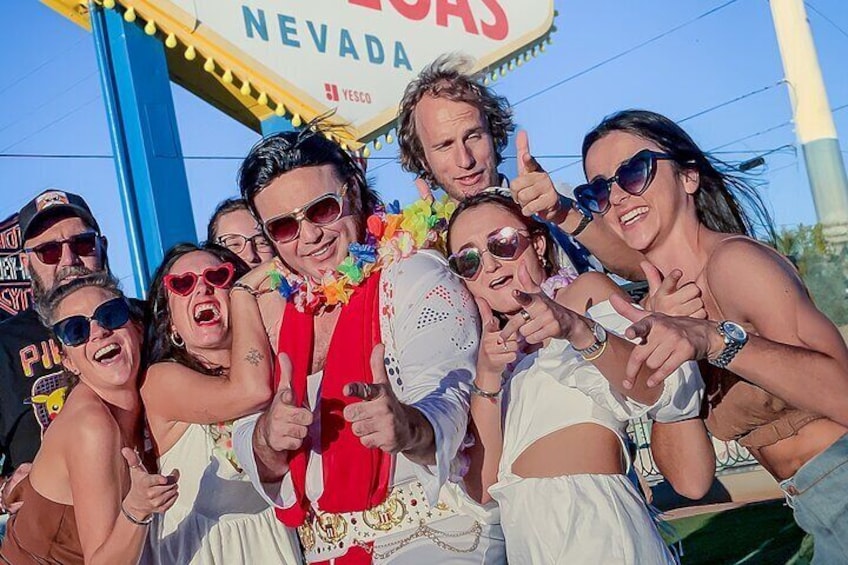 Fun Ceremony with Elvis at the Fabulous Las Vegas Sign