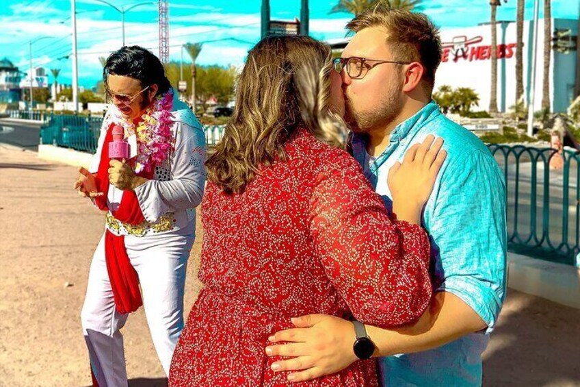 Elvis serenading for the newlywed couple