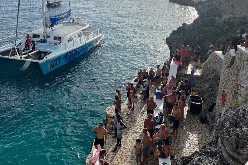 Negril 7 mile Beach, Party Catamaran Cruise and Ricks Cafe Combo