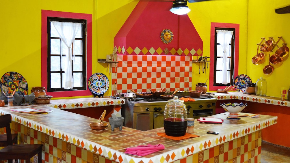 Kitchen for cooking class in Cancun