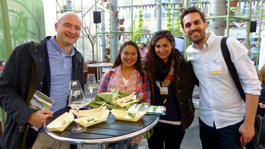 Group of lovely people at a wine tasting in Seville