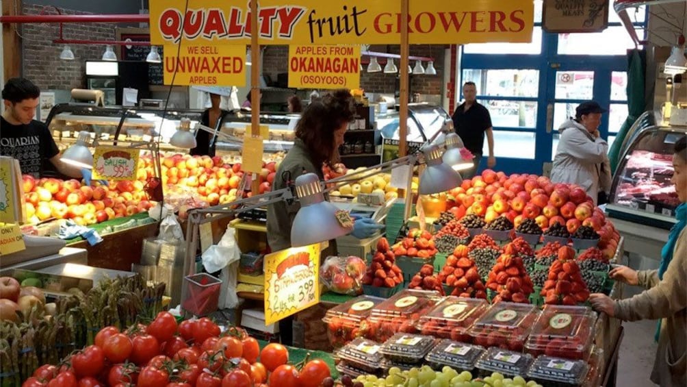 Fruits and vegetables on the Food Walking Tour of Granville Island Public Market