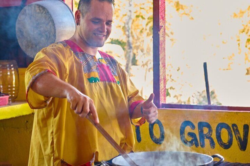 Cooking over traditional stove