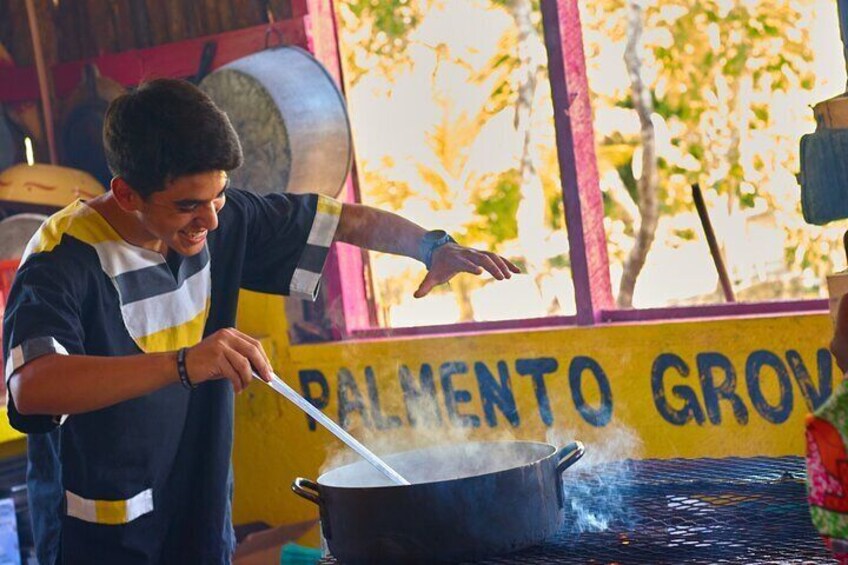 Cooking over traditional stove