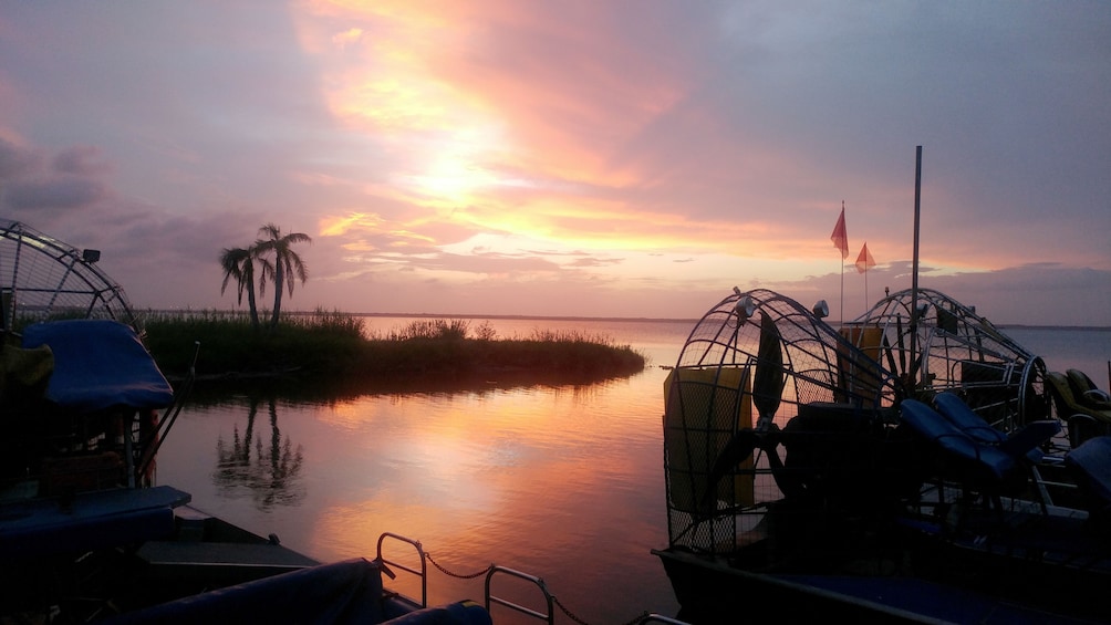 Airboat ride at sunset in Florida