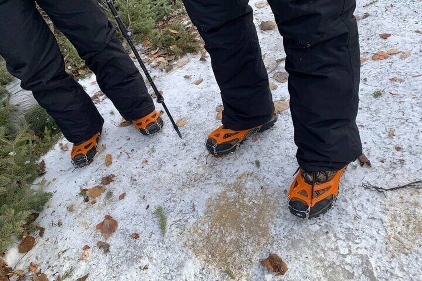 Frozen Lake Walking Tour in Banff Ice Cleats included