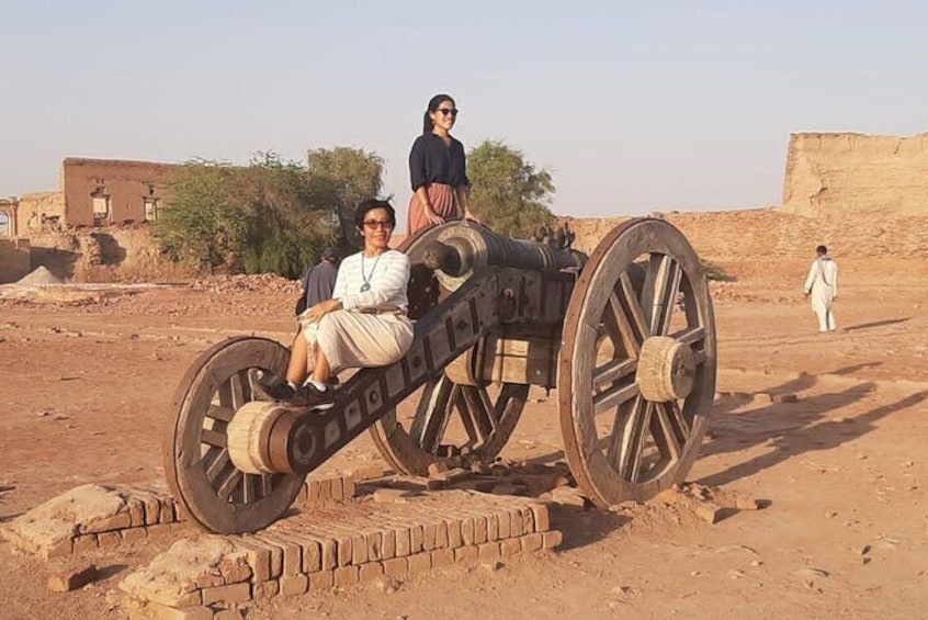 My honourable guests are sitting on the cannon in Derawar Fort. 
