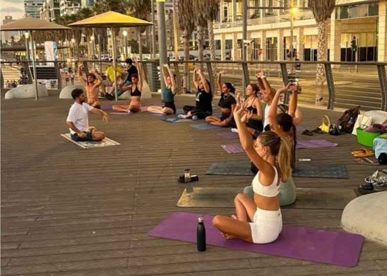 Picture 3 for Activity Tel Aviv: Beachfront Sunset Yoga at Beach Club TLV