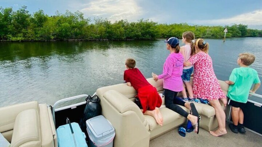 Watch as the kids put down the phone for a moment to wave to a passing Manatee or Dolphin.