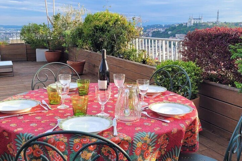 Croix Rousse Market Tour & Cooking Class on Beautiful Rooftop