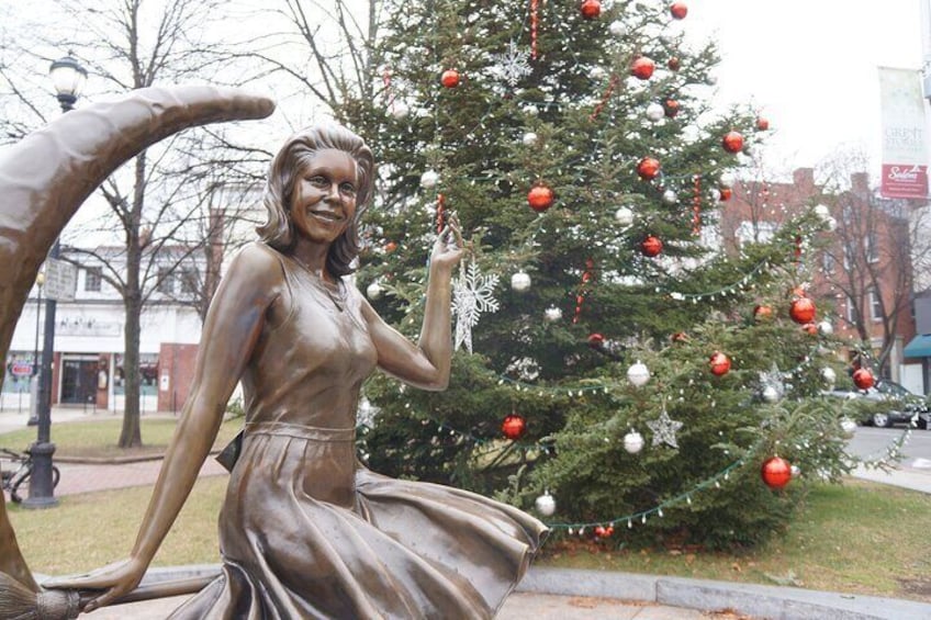 "Samantha" showing off Salem's holiday tree. 