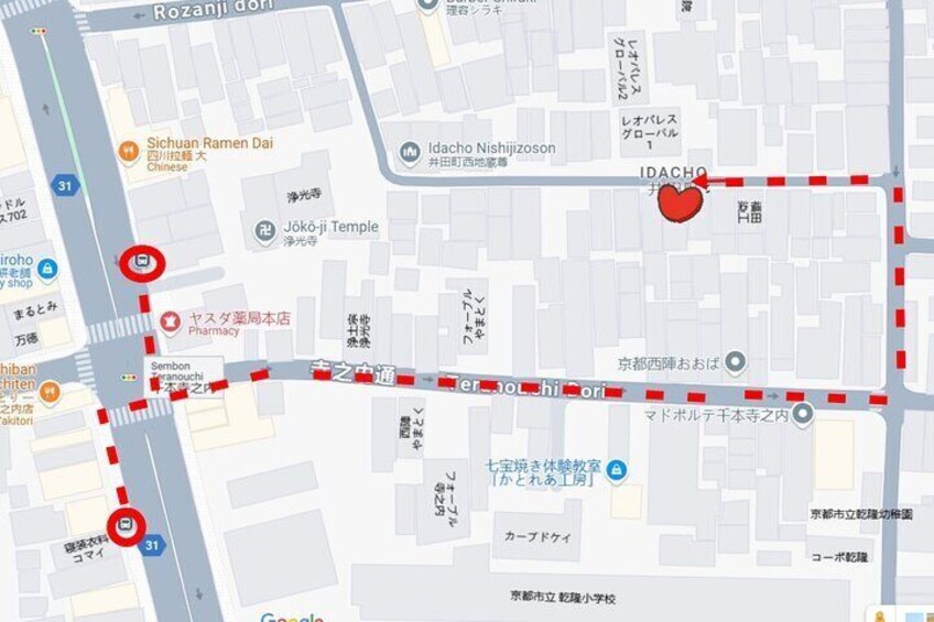 The route map to our tea ceremony house.