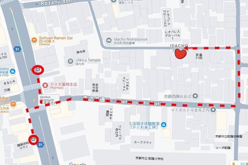 The route map to our tea ceremony house.