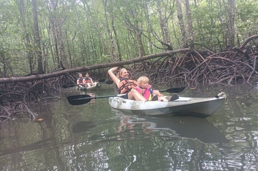 Mum and her one year old toddler kayaking together