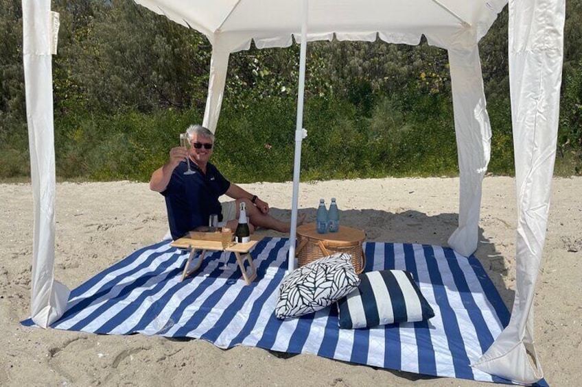 Wavebreak Island Beach picnic setup!