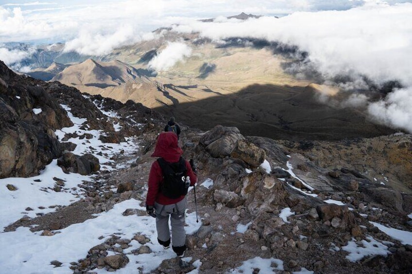 This photo at the summit of Nevado del Tolima shows the entire mountain range that can only be seen on this hike.