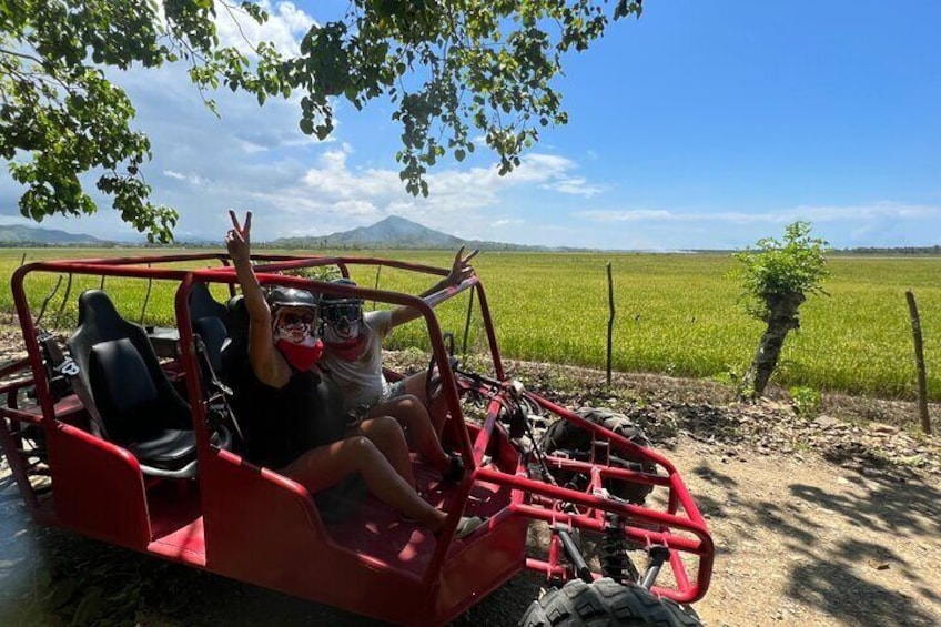 Buggy driving in the rice fields!