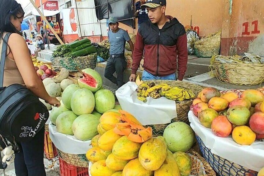 Fruits and vegetables in mayan market