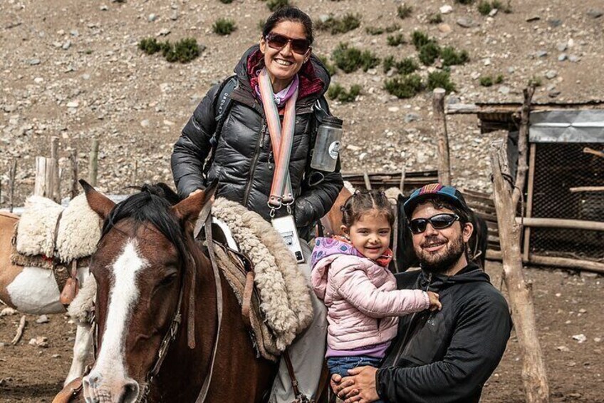 Horseback riding at sunset in the Andes