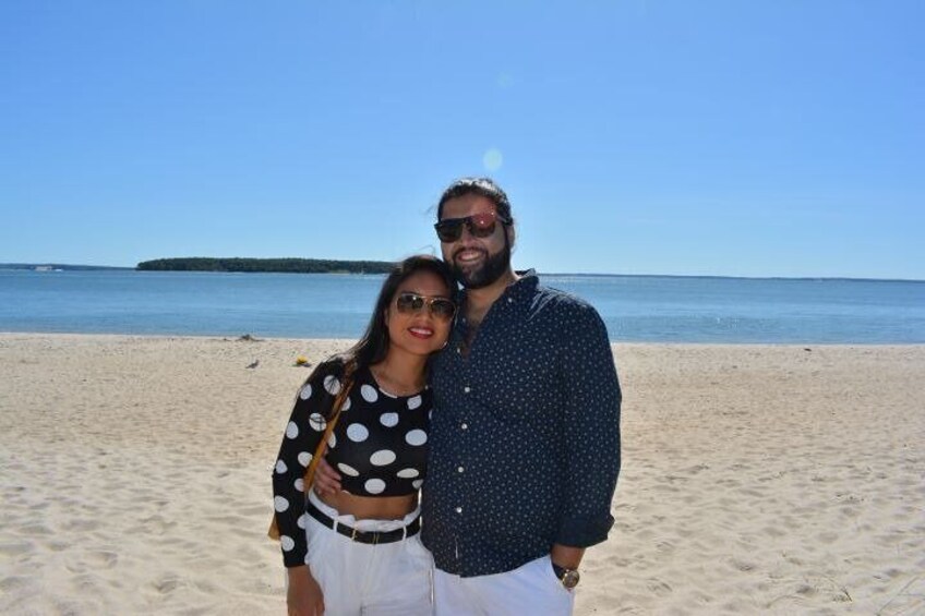 Happy Couple at our Beach Stop on Bike Tour