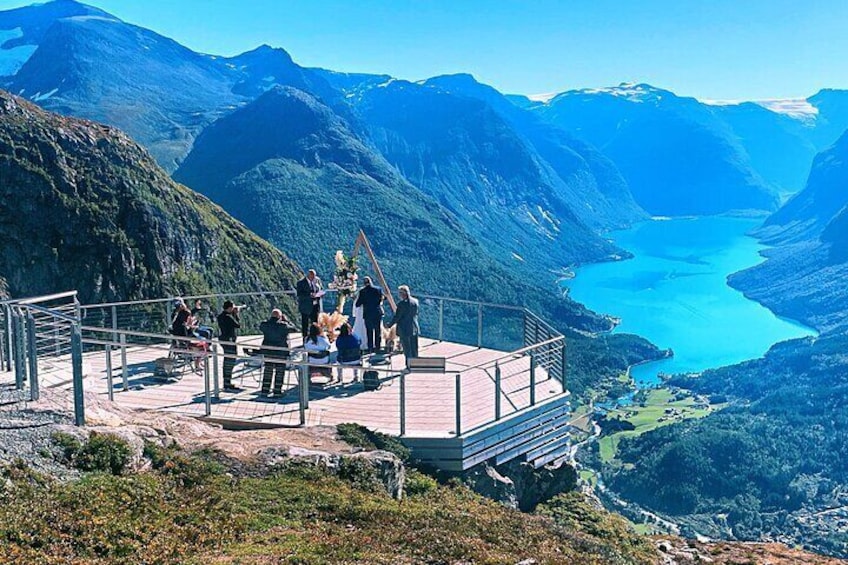 Spectacular view from the mountain Hoven in Loen