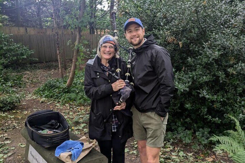 First time taking somebody on tour who brought her bagpipes to play at Strawberry Field! 