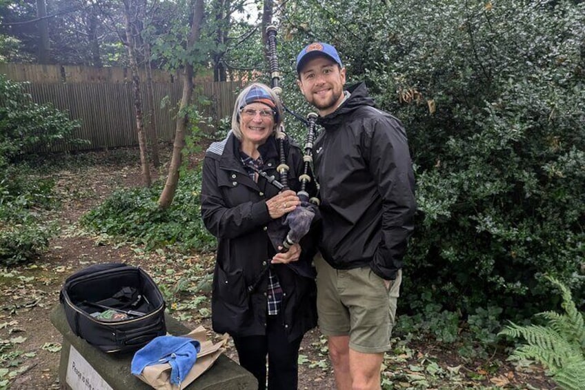 First time taking somebody on tour who brought her bagpipes to play at Strawberry Field!