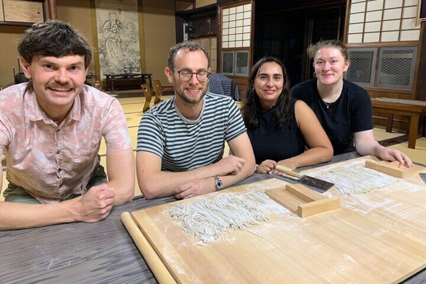 Making Soba noodles at Temple