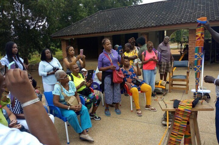 Tourist at Adanwomase tapestry center