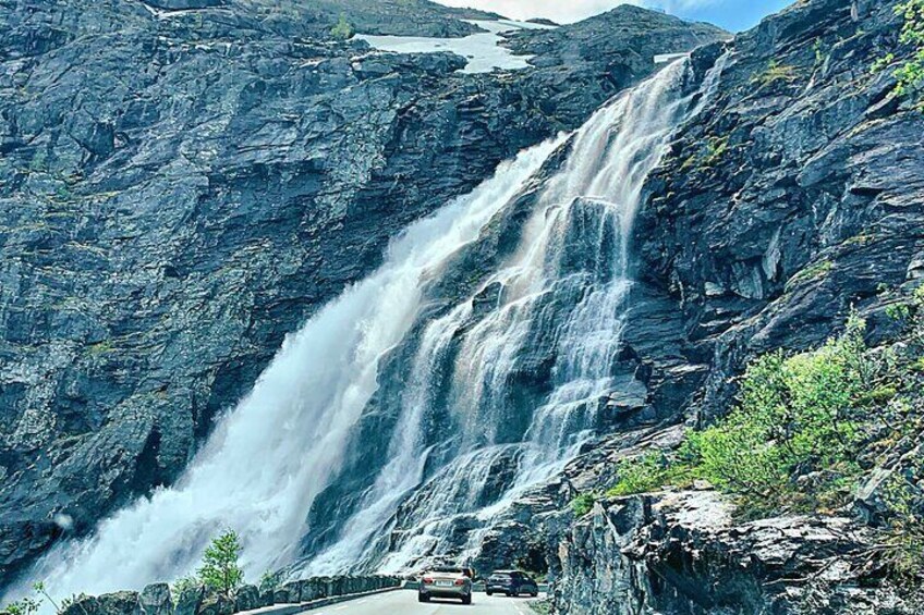 The famous Stigfossen waterfall on Troll Road