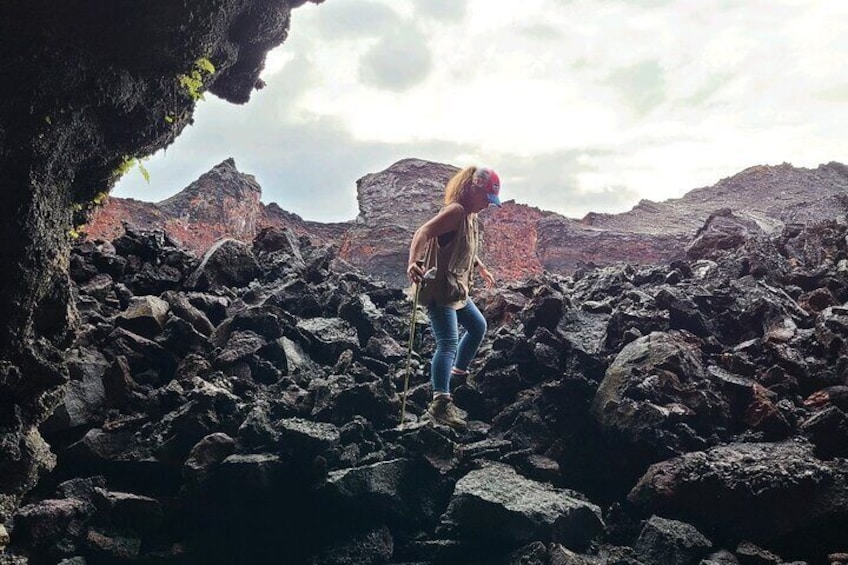 Climbing into a Lava Tube