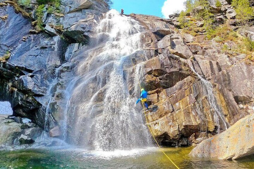 Extreme Canyoning With Waterfall Rappelling near Geilo in Norway