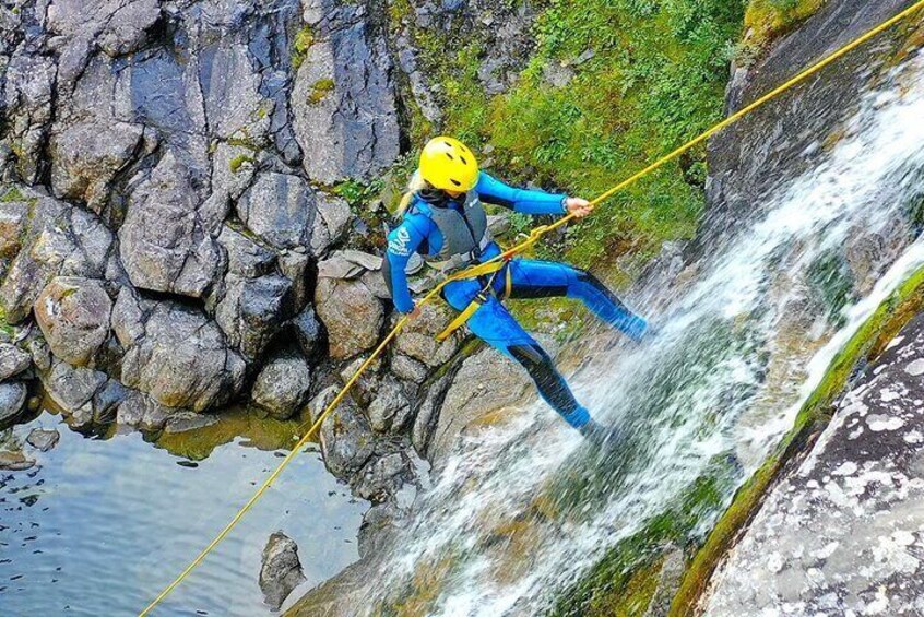 Extreme Canyoning With Waterfall Rappelling near Geilo in Norway