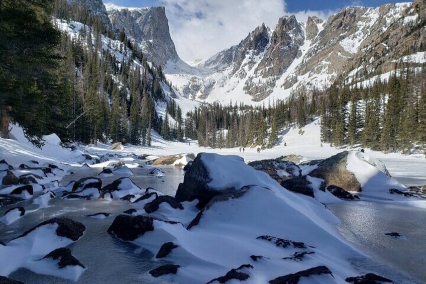 Frozen Dream Lake on the way to Emerald Lake in Rocky Mountain National Park.