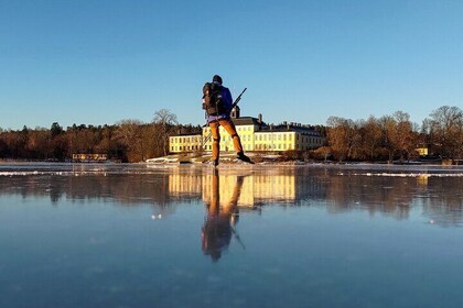 Nordic Ice Skating on a Frozen Lake in Stockholm