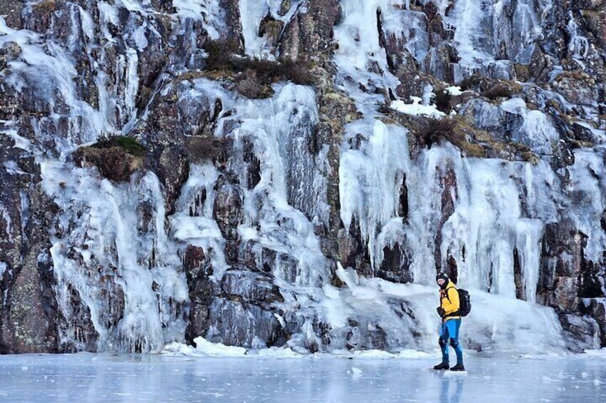 Nordic Ice Skating on a Frozen Lake in Stockholm