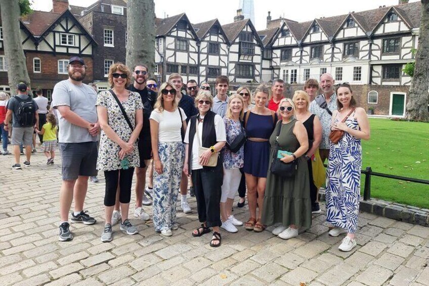 A very happy LetzGo City Tours Group at the Tower of London, London EC3N 4AB, UK