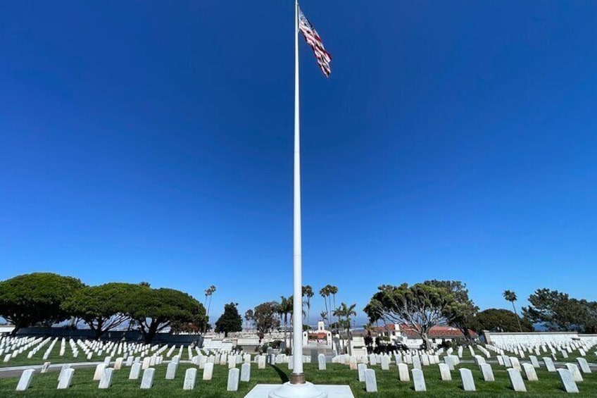 Ft Rosecrans National Cemetery. We will drive past on the way to Cabrillo National Monument.